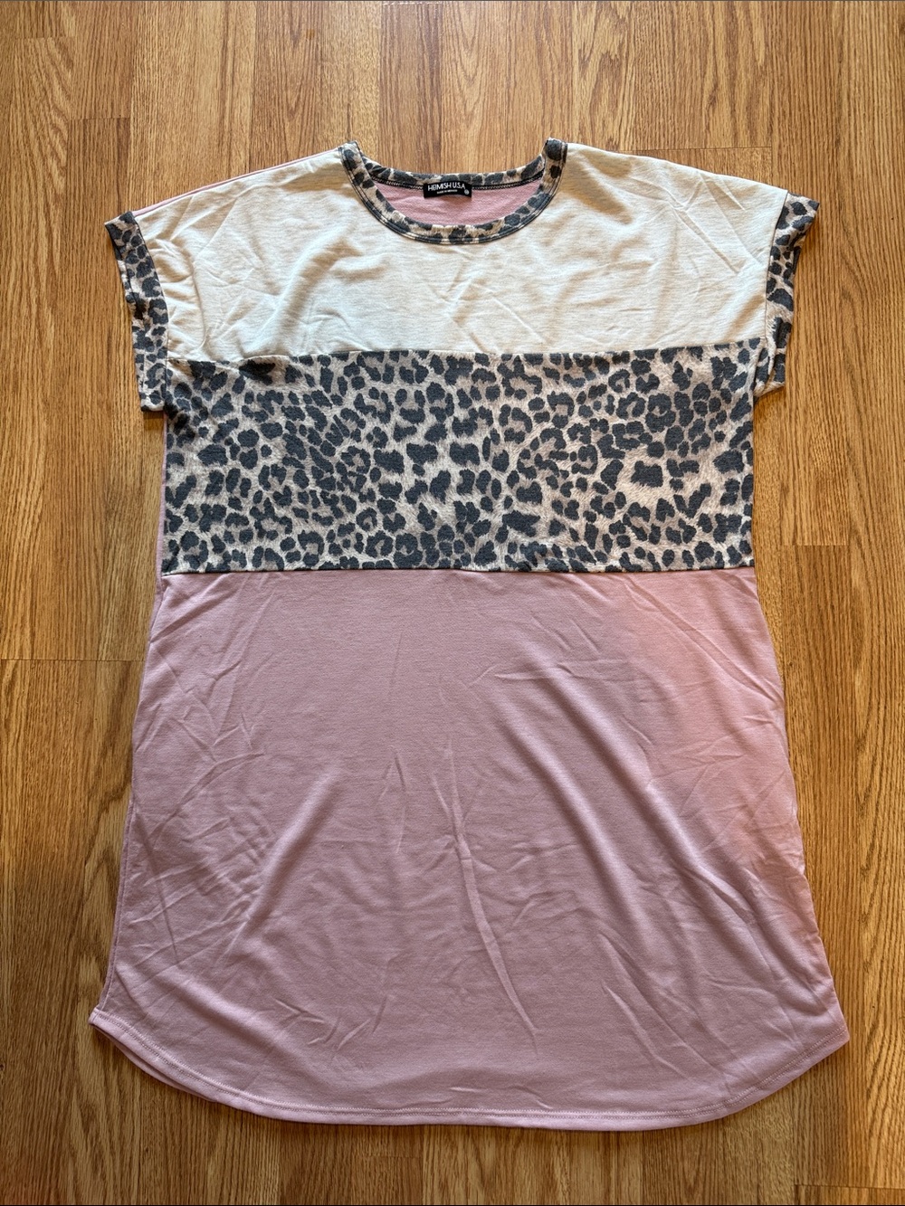 HEIMISH USA Pink, Cream, & Leopard Crewneck Dress - NWOT 👗